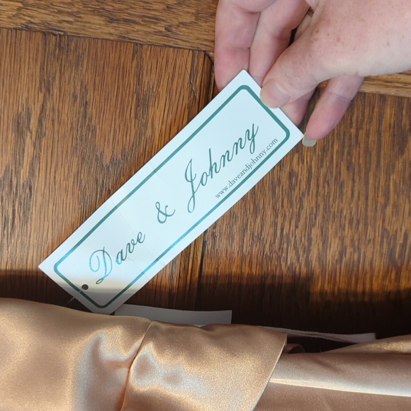 NWT Dave & Johnny 100% Silk Gold Sleeveless Open Back Floor Length Dress Size 2 - Picture 4 of 10